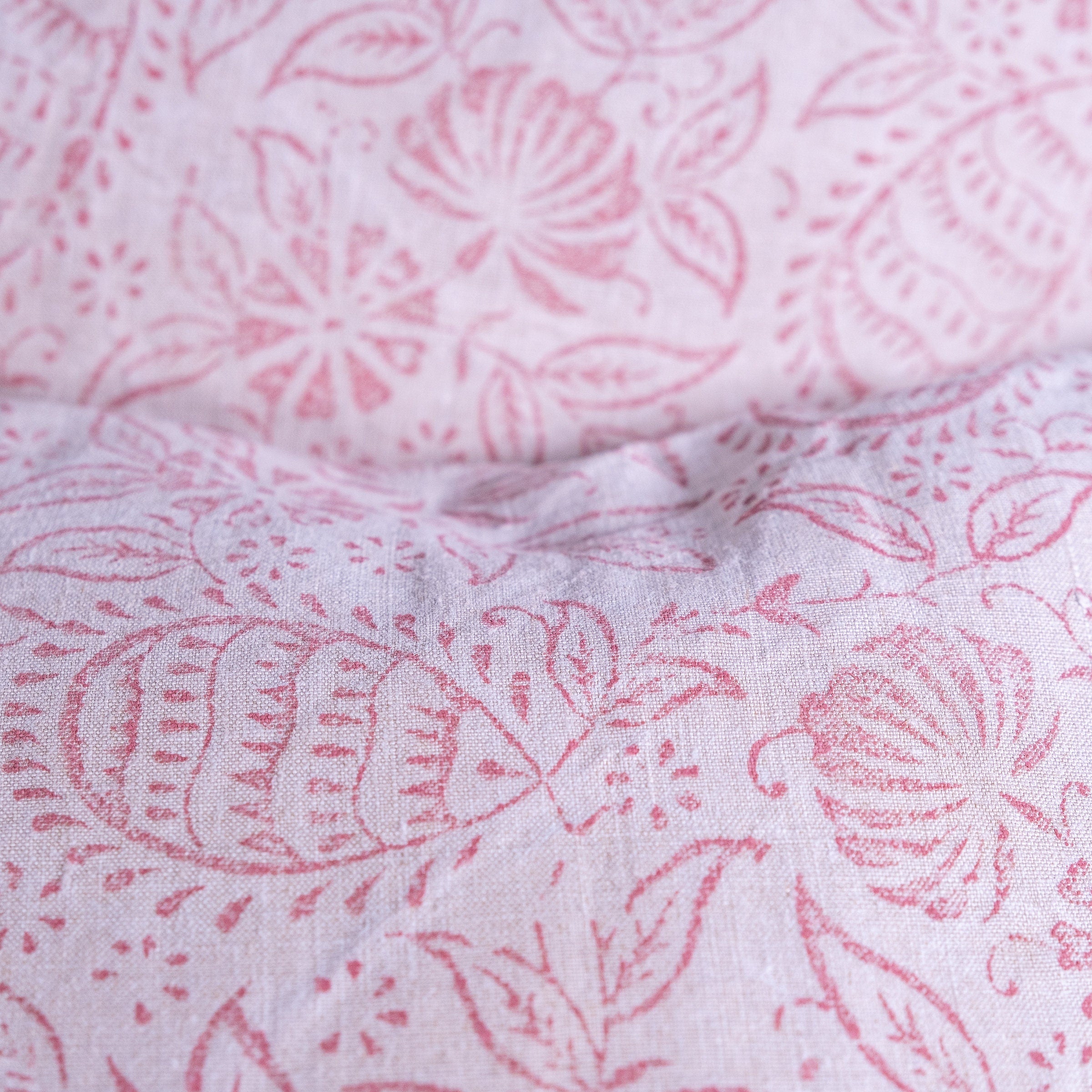 Hand made printed cushion cover,  antique French linen