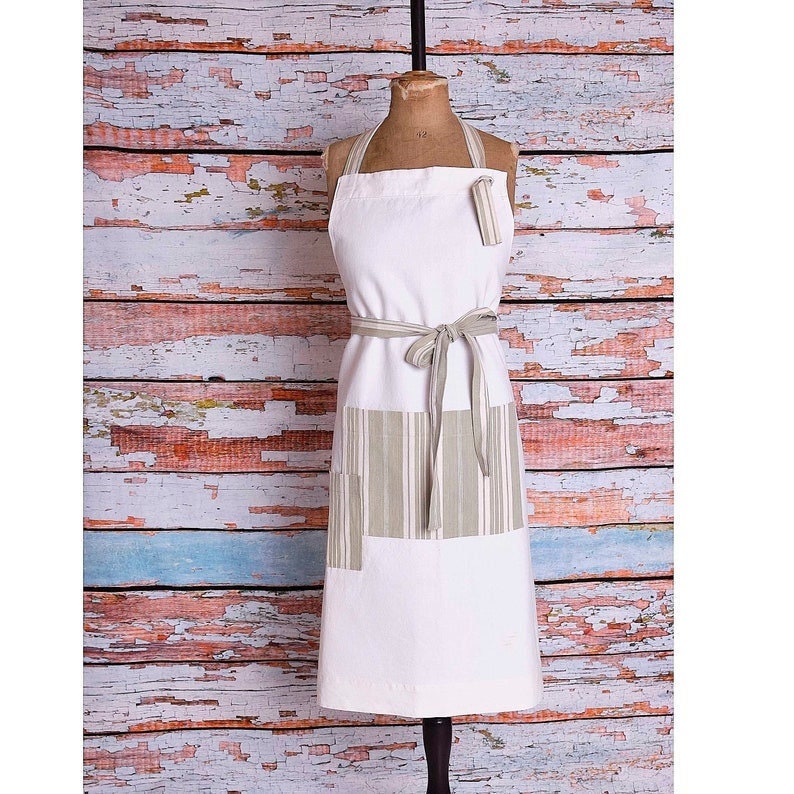 Large Vintage French Linen Apron: Chef, Baking, Gardening