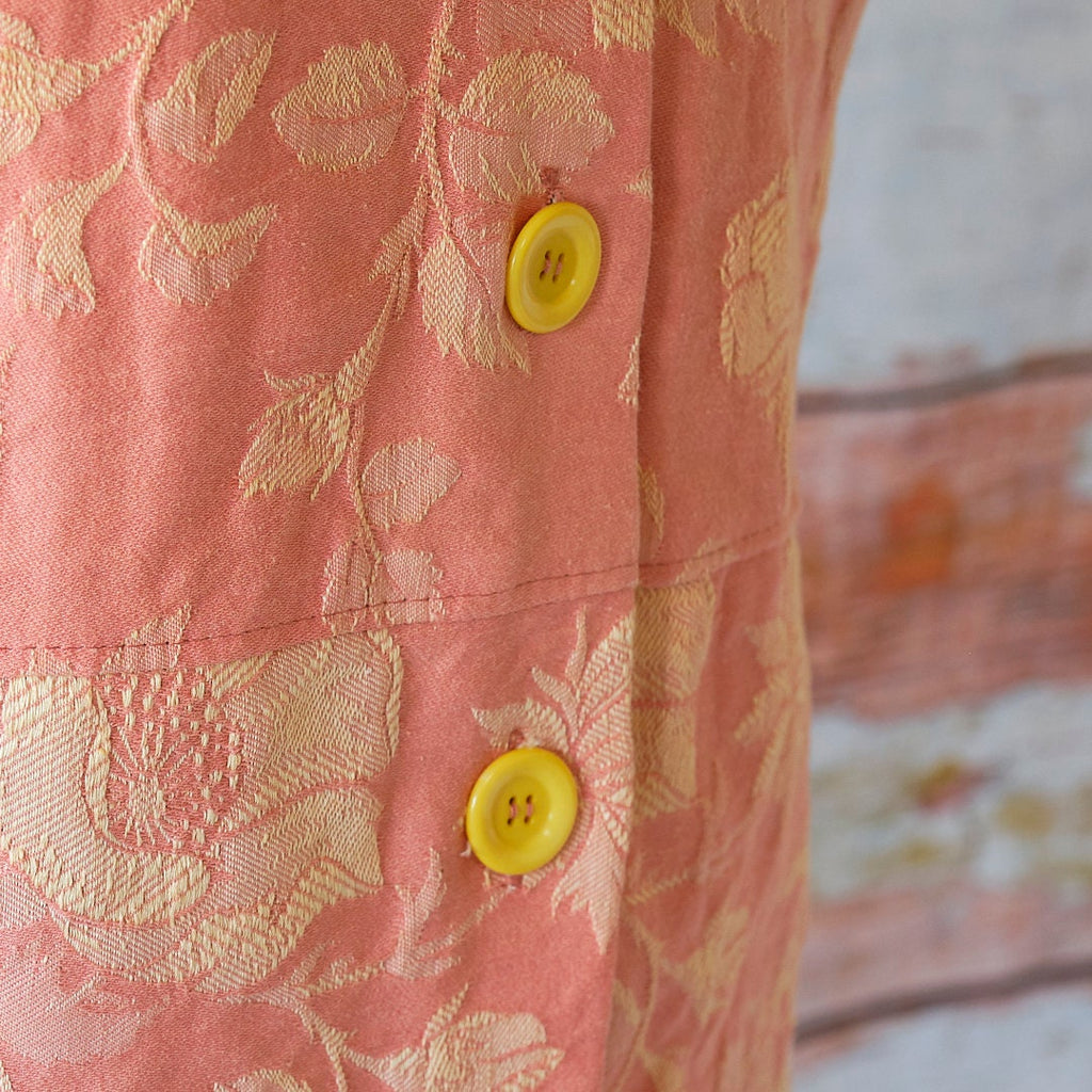 Sleeveless top in vintage French linen damask. Wear as waistcoat, blouse, jacket, shirt or sleeveles summer top