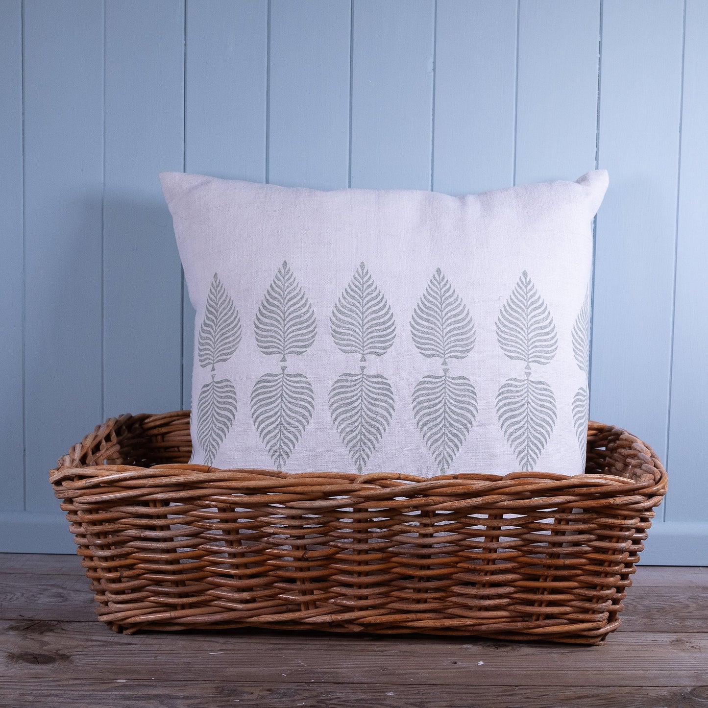 Handmade on antique hemp, block printed cushion cover