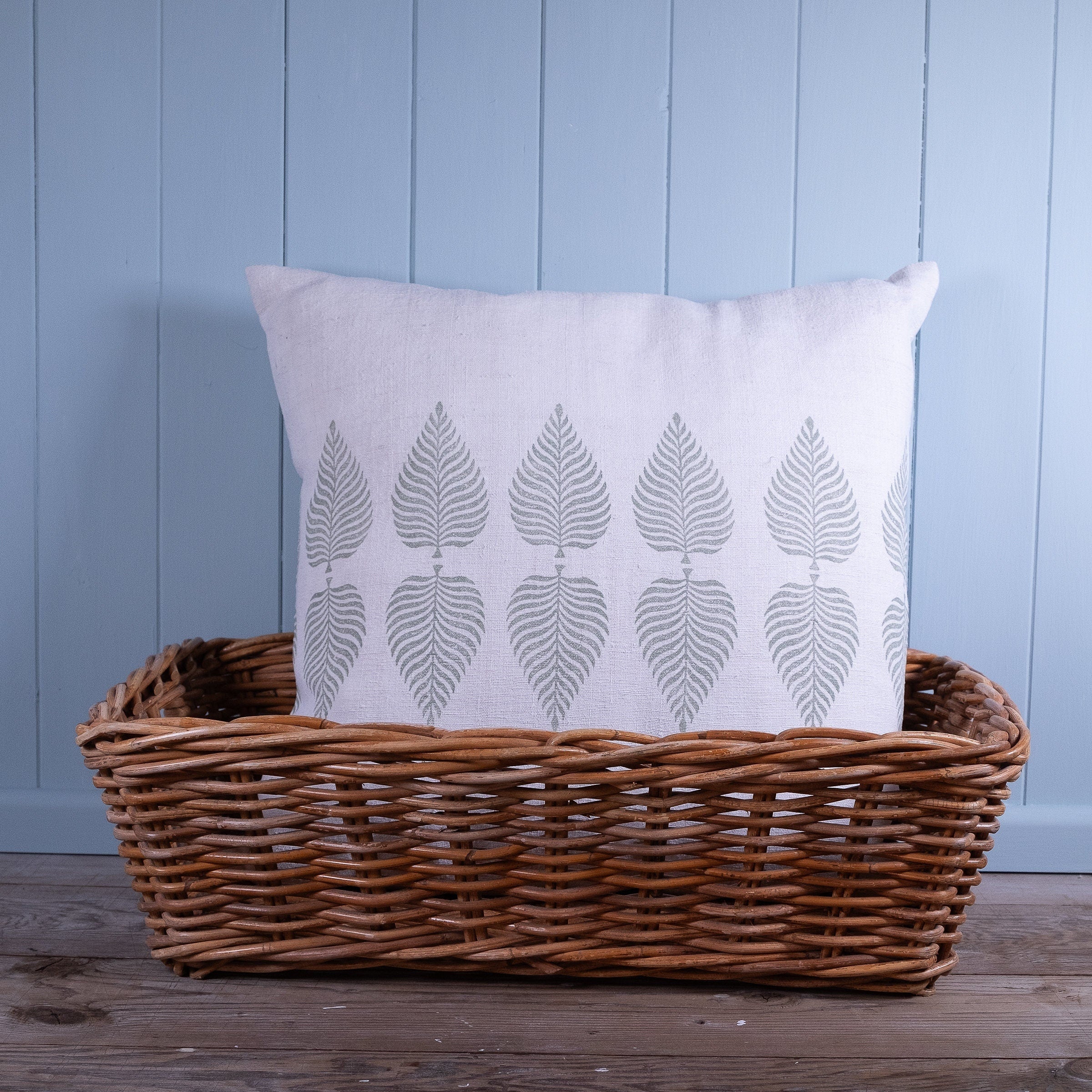 Handmade on antique hemp, block printed cushion cover