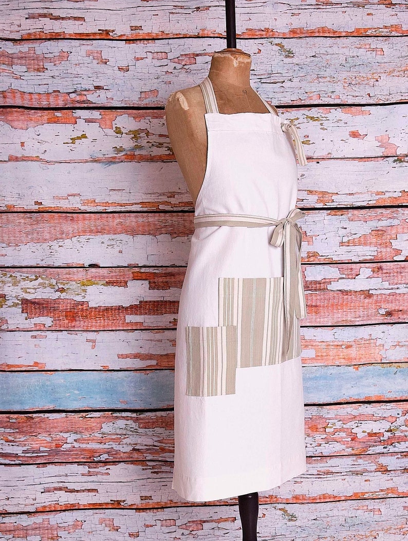 Large Vintage French Linen Apron: Chef, Baking, Gardening