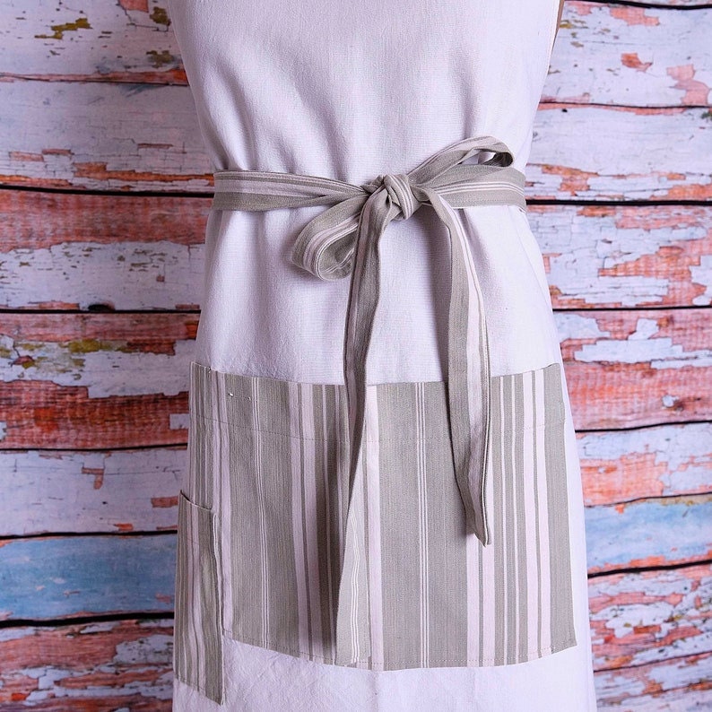Large Vintage French Linen Apron: Chef, Baking, Gardening